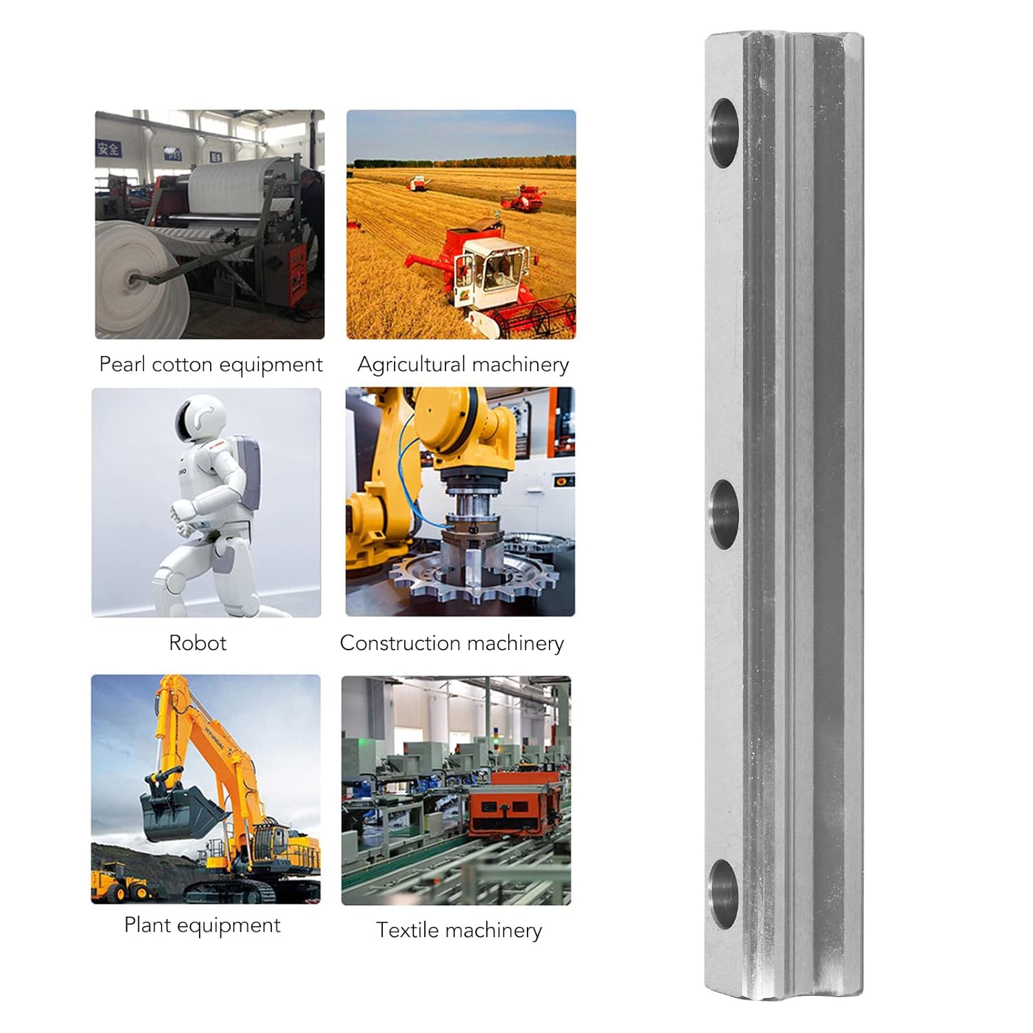 Carril de guía lineal, 7.874 in, productos de movimiento para proyecto de bricolaje de máquina CNC, optimización de transmisión mecánica