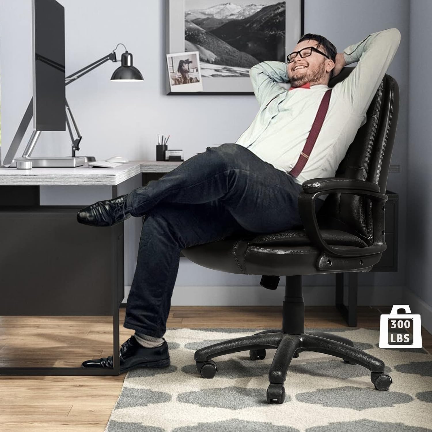 LEMBERI Silla de escritorio de oficina, silla ejecutiva gerencial grande y alta, silla de computadora con respaldo alto, sillas ergonómicas de piel