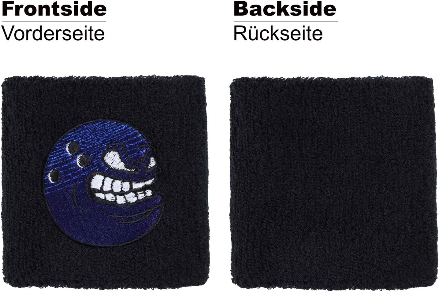 Banda para sudar al aire libre para muñeca, bordada, absorbente de sudor, banda de brazo negra de tela de rizo para deporte