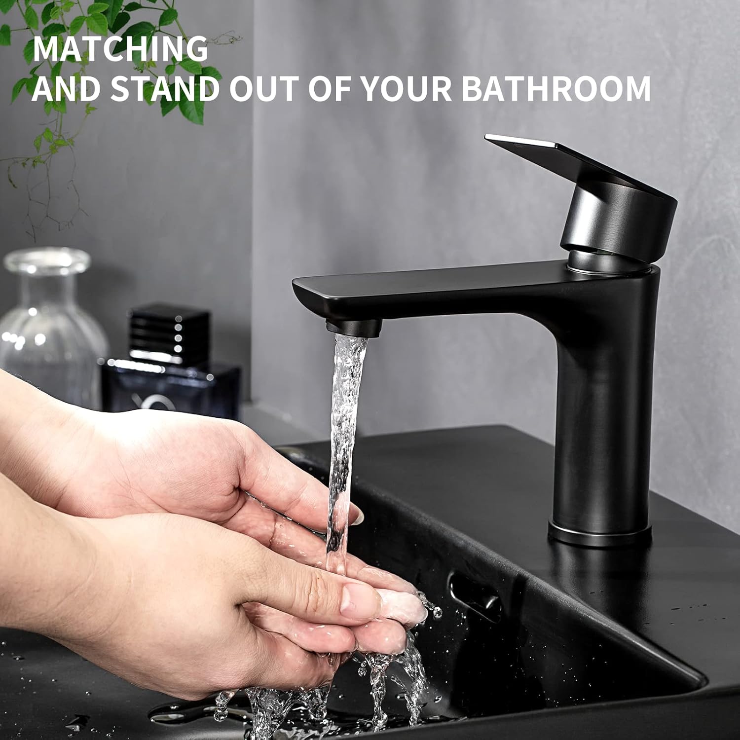 Grifo de lavabo de baño con un solo orificio de acero inoxidable de una sola manija para lavabo de tocador de montaje en cubierta moderno (metal)