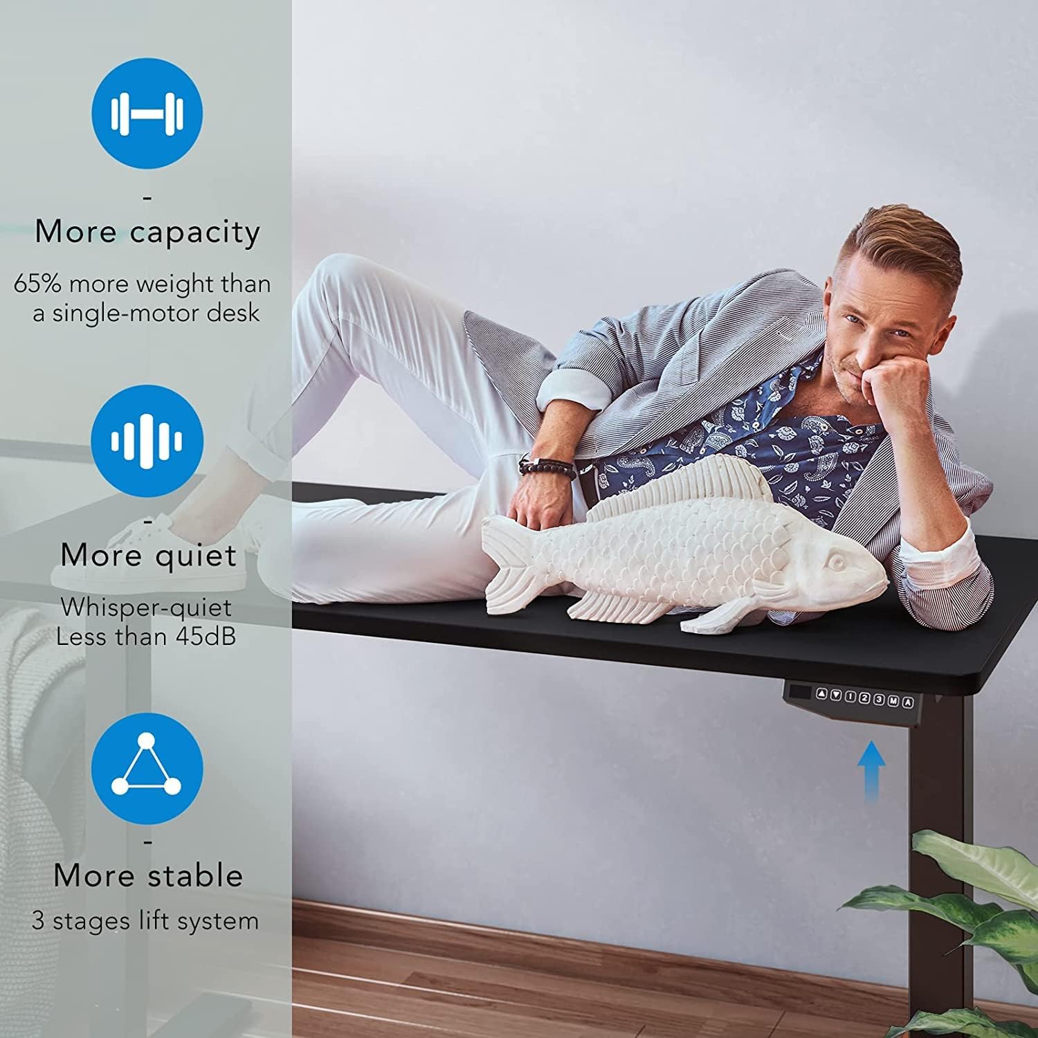 FLEXISPOT Marco de escritorio eléctrico de pie con motor dual Pro 3 etapas marco de escritorio ajustable altura marco de escritorio de protección