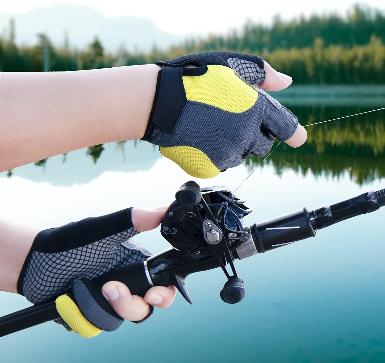 Guantes de pesca con 3 dedos cortados guantes de protección solar para hombres y mujeres, kayak, vela, remo, canoa, ciclismo, senderismo