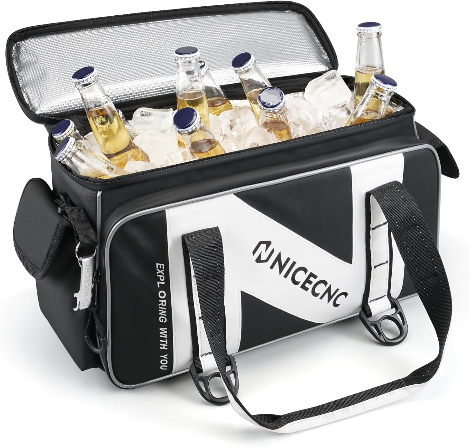 NICECNC Bolsa enfriadora para motocicleta de 16 litros, doble aislamiento, bolsa de sillín a prueba de fugas, compatible con Harley Davidson Touring