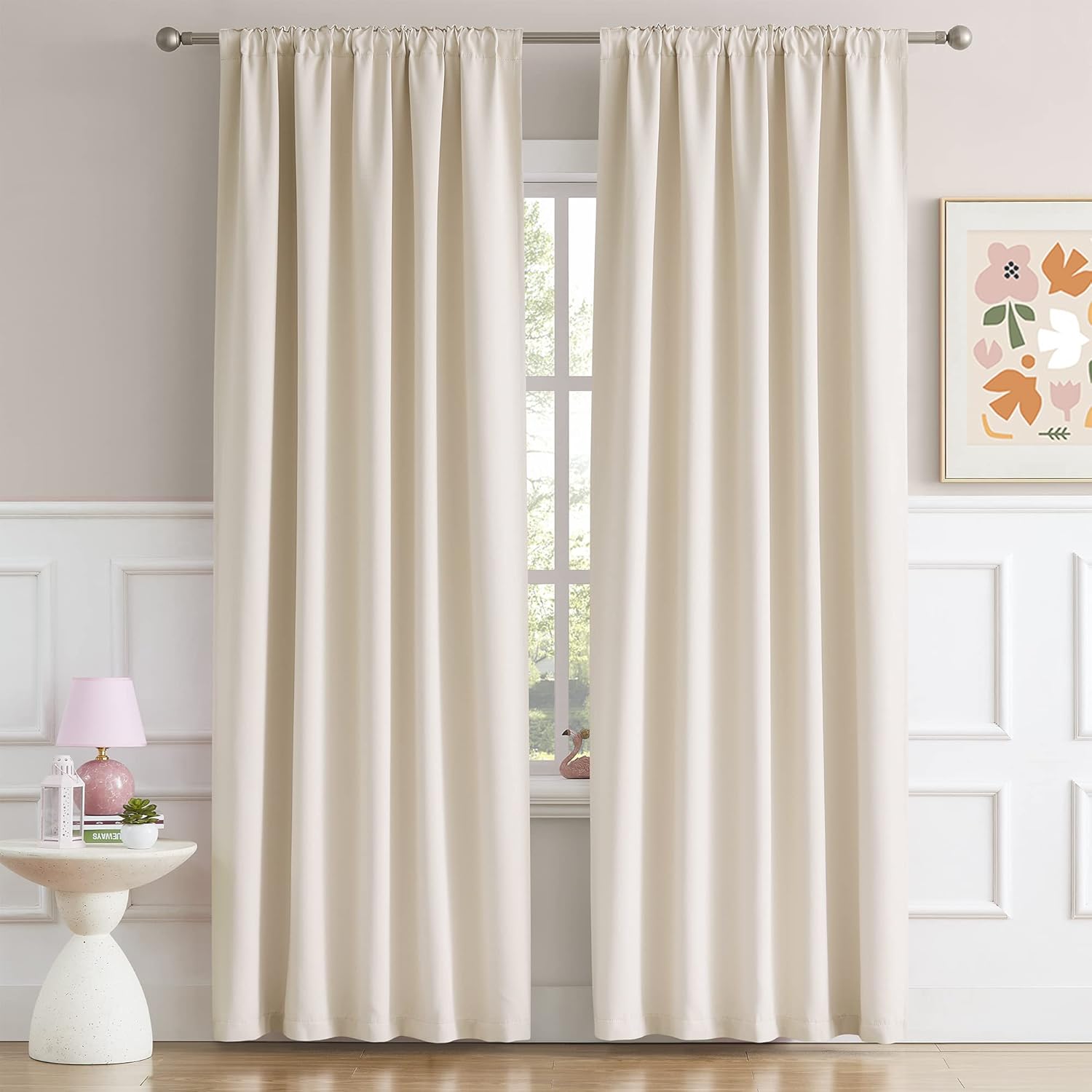 DUALIFE – Juego de 2 paneles de cortinas opacas cortas para ventanas pequeñas, para la habitación, 52 x 63 pulgadas de largo, con trabilla trasera y