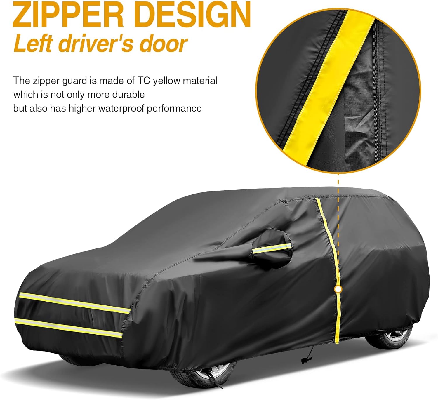 NEVERLAND Funda impermeable para automóvil SUV para todo tipo de clima con diseño de cremallera, protección UV, resistente al viento, a prueba de
