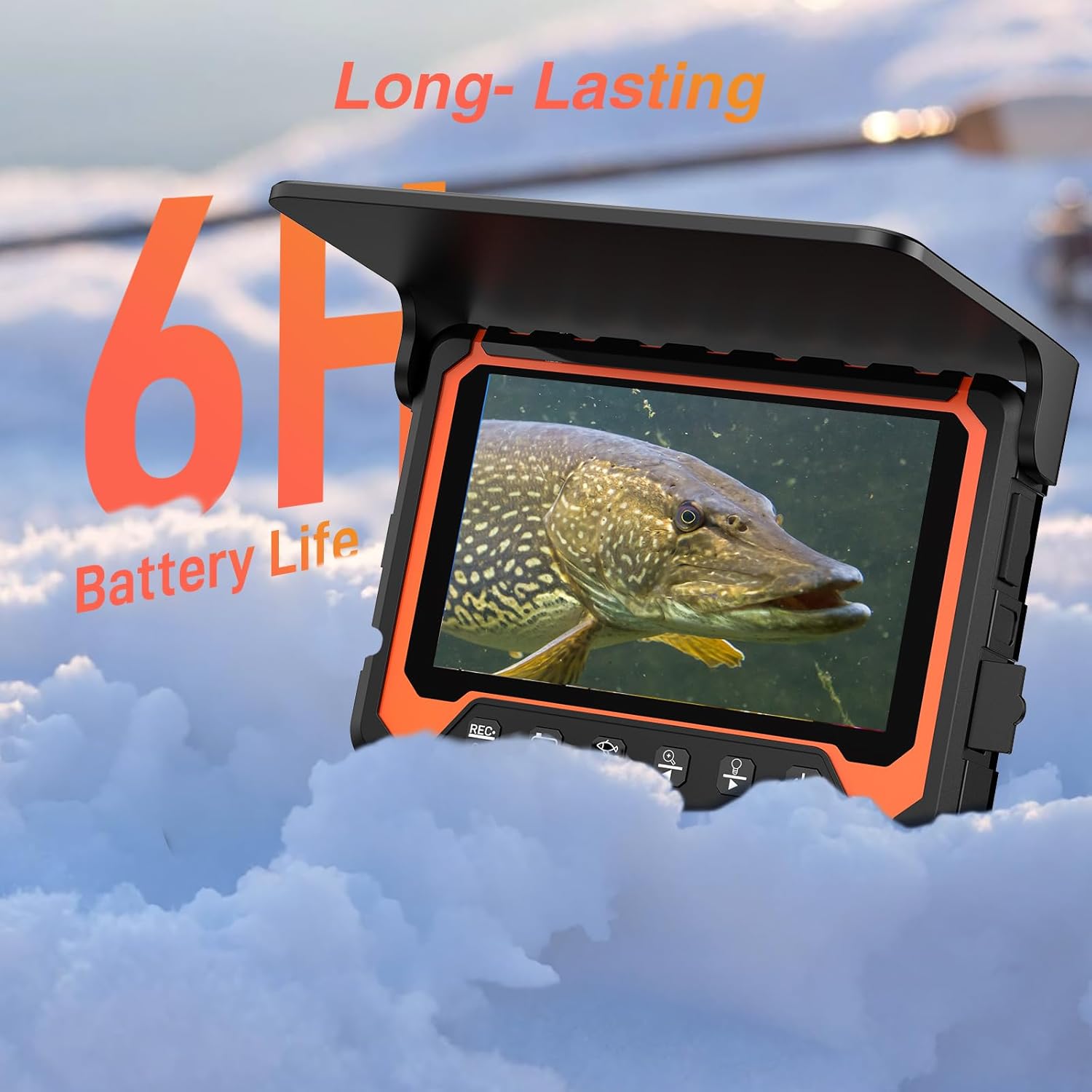 Adalov Cámara de pesca subacuática DVR, cámara de pesca 720P, cámara de pesca en hielo DVR, monitor IPS de 5 pulgadas, 8 luces IR con 3 niveles,