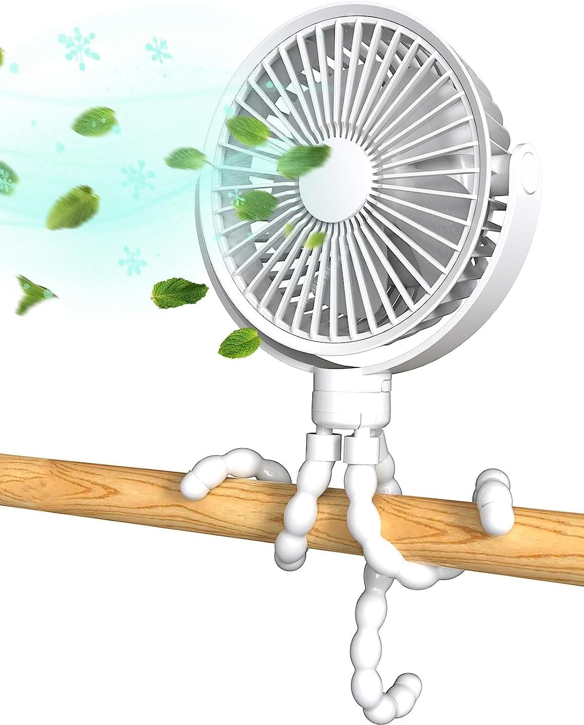 KONPWAY Ventilador portátil a pilas con trípode de pulpo, ventilador de mano personal recargable por USB para cochecito, asiento de automóvil, al