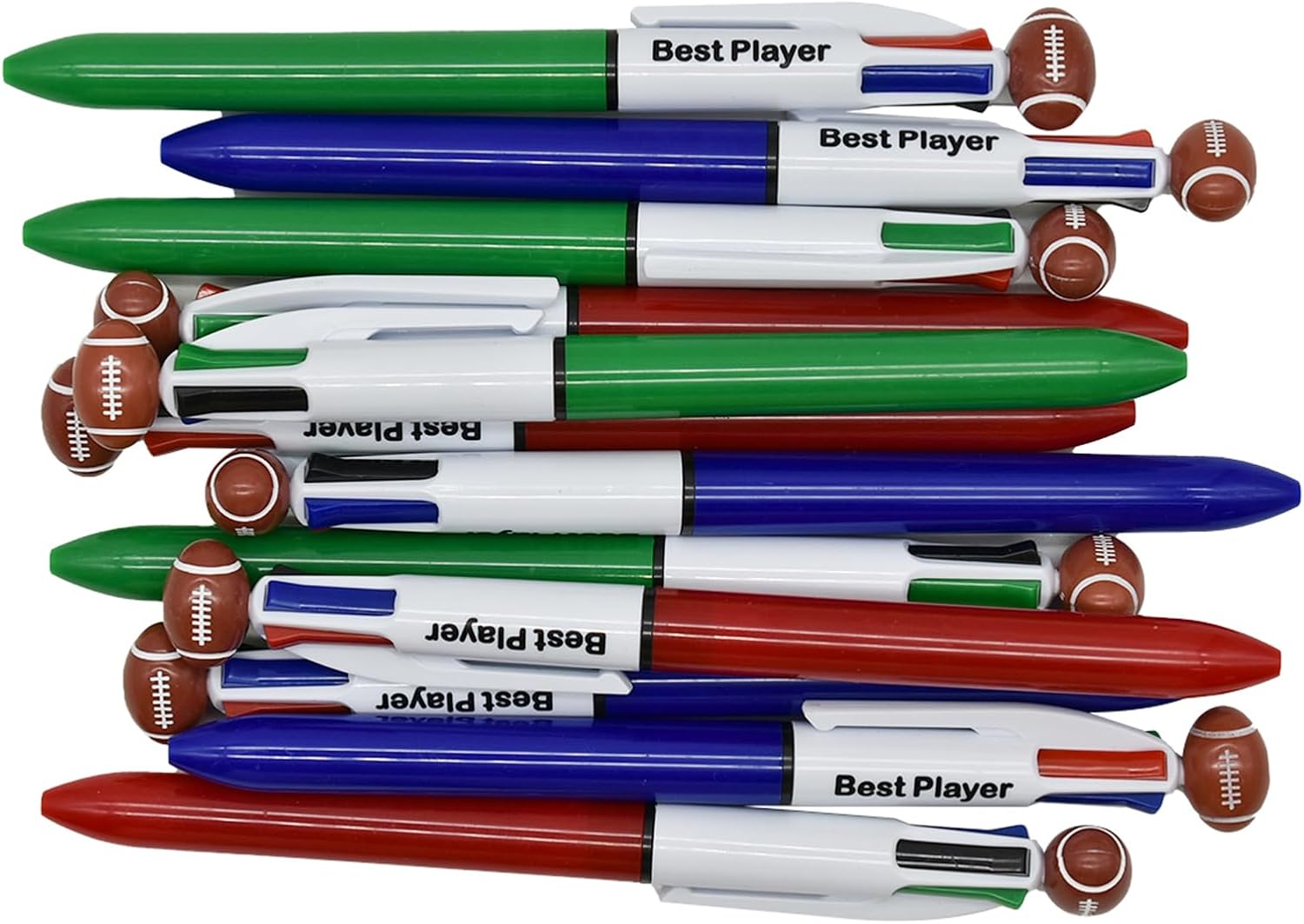 Maydahui 30 bolígrafos de fútbol de rugby multicolor, retráctiles, 4 en 1, bolígrafos de colores geniales para deportes, 4 bolígrafos de colores