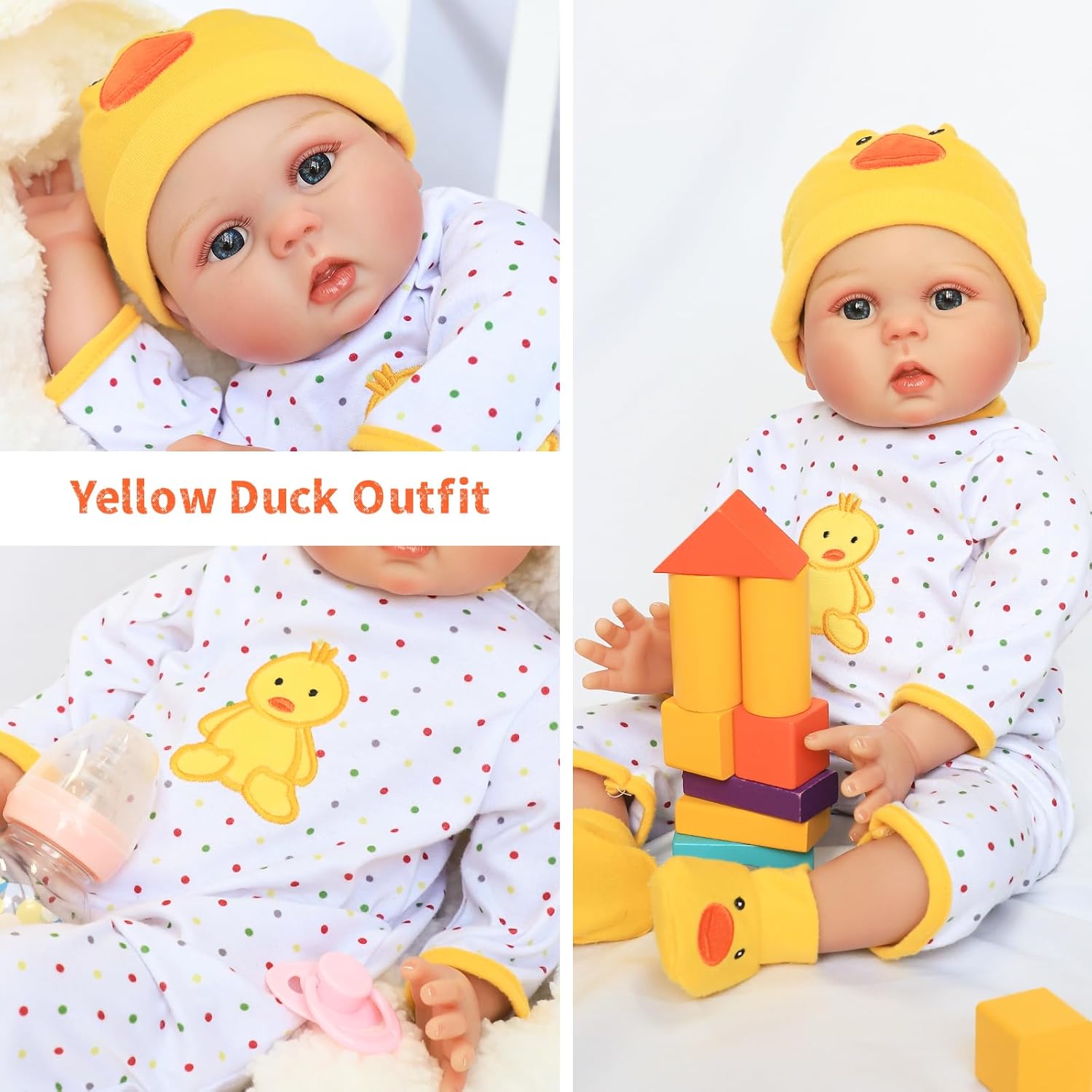 COSYOVE Ropa de muñecas Reborn de pato amarillo, accesorios para muñecas Reborn de 20 a 22 pulgadas, para niñas y niños recién nacidos
