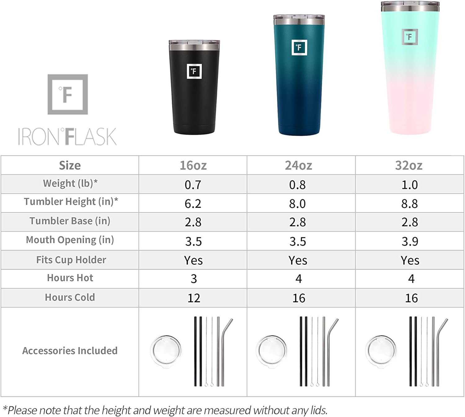IRON FLASK Vaso clásico de 16, 24 o 32 onzas, acero inoxidable aislado al vacío, frío o caliente, moderno de doble pared, simple vaso térmico de