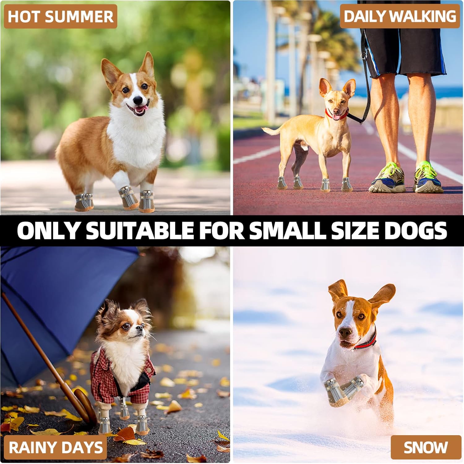 Hcpet – Zapatos para perros pequeños, botas transpirables, protectores de patas para pavimento caliente, botas de senderismo de nieve para invierno,