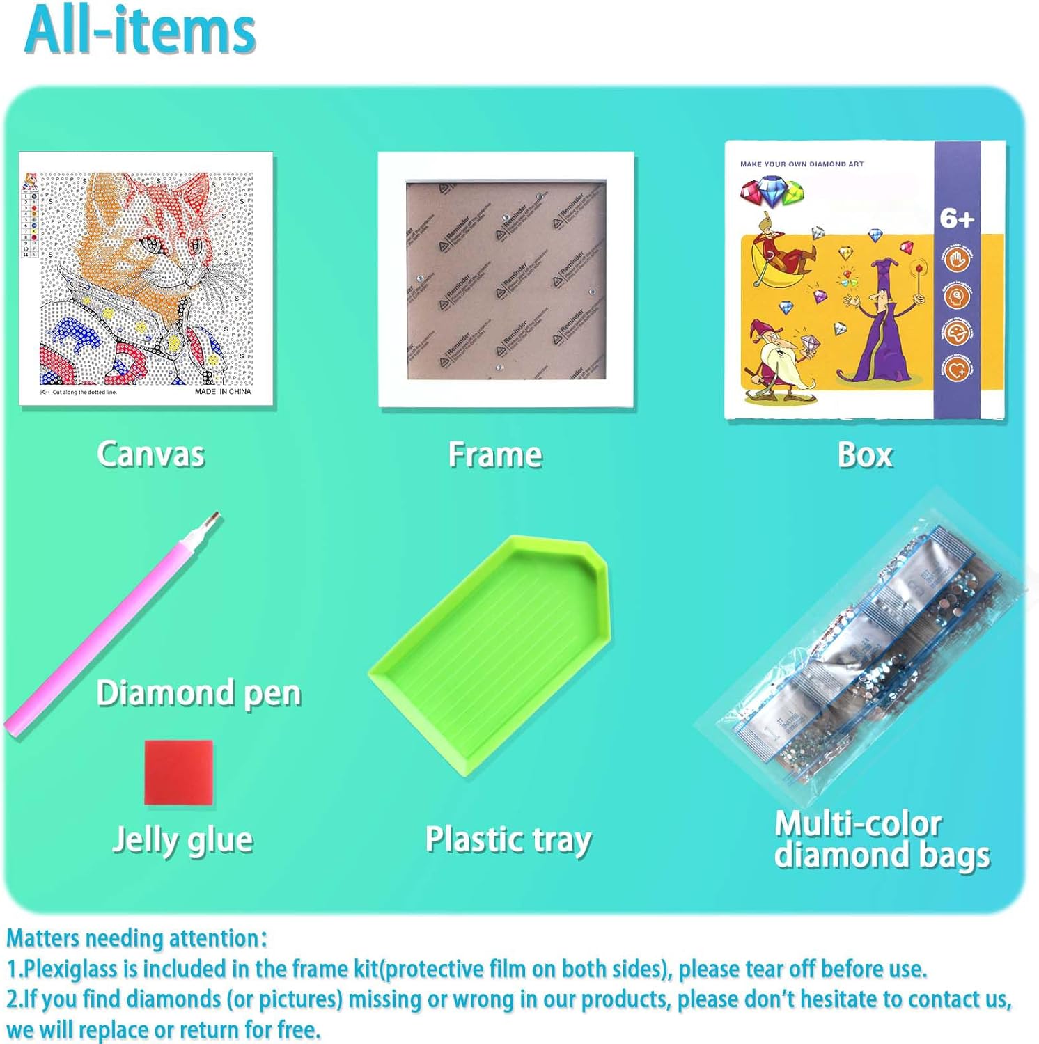 AyuqEjus Kits de arte de diamantes 5D para niños con marco de madera de 7.1 x 7.1 pulgadas, arte de diamantes para niños de 6 a 12 años por números,