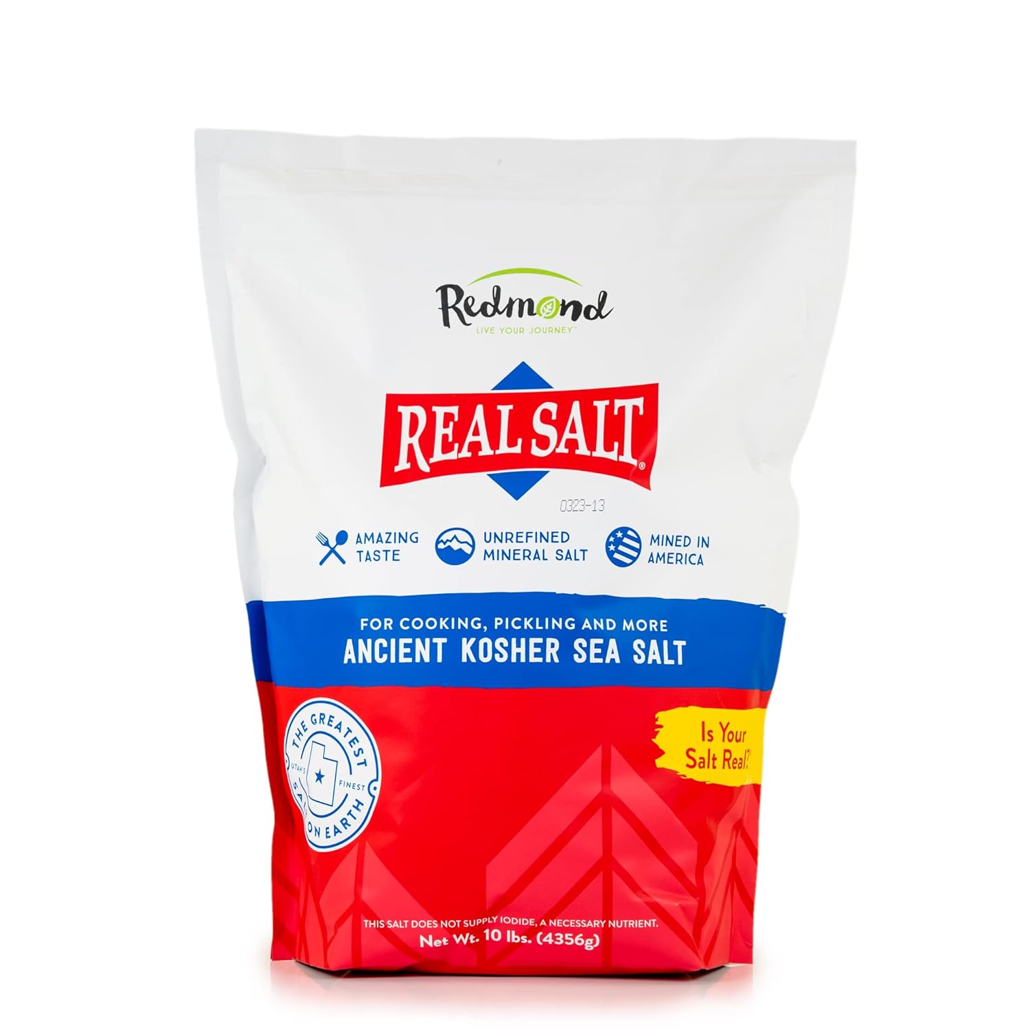 Redmond Real Salt Kosher – Molienda Kosher natural sin refinar sin gluten, bolsa de 10 libras