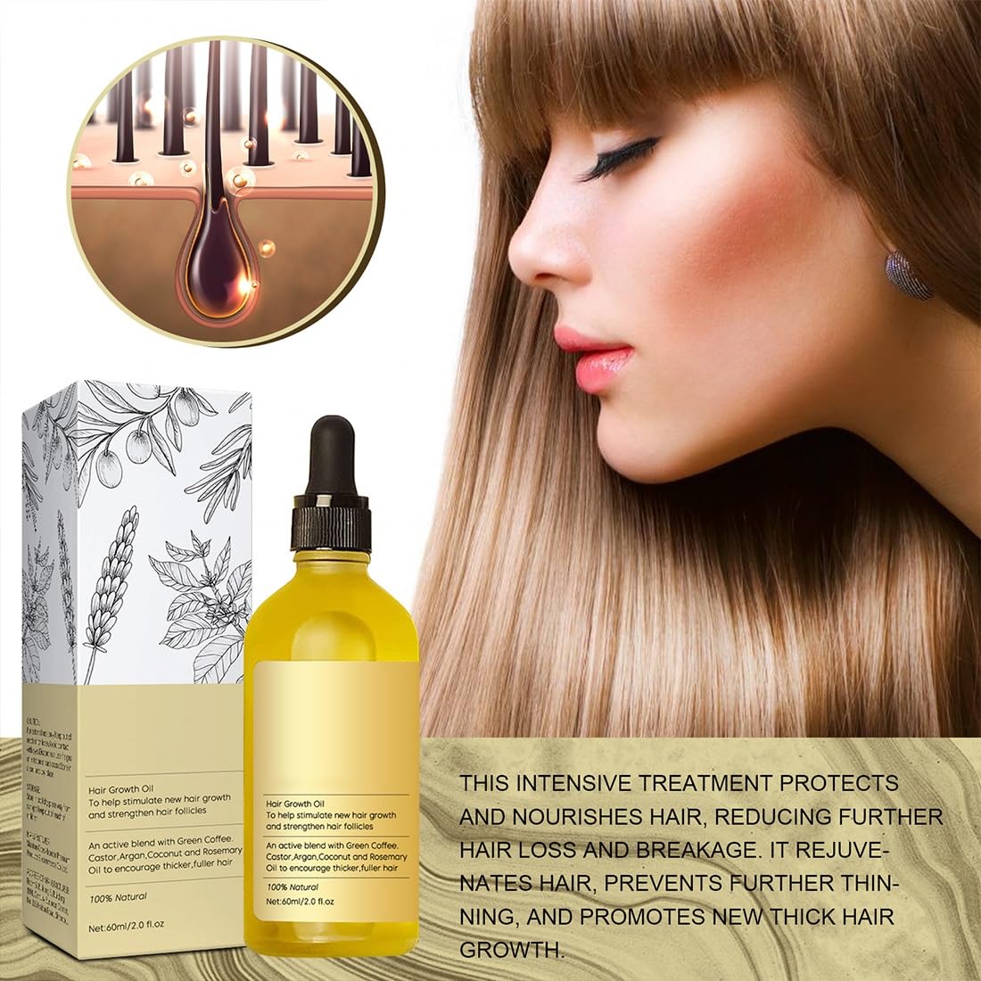 Tiworld – Aceite natural para el crecimiento del cabello, aceite natural vegano para el crecimiento del cabello, aceite de romero orgánico para el