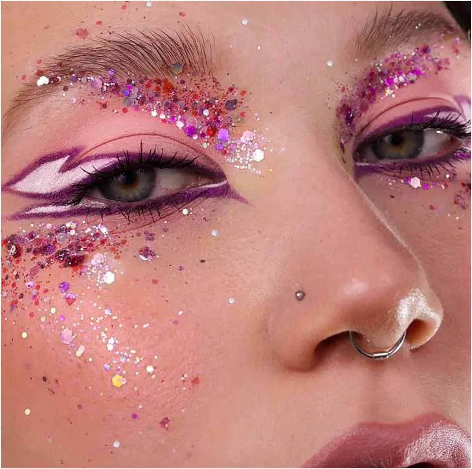 Purpurina corporal, purpurina facial para niños, maquillaje con purpurina, purpurina para el cabello, YGQQOY holográfico para conciertos,