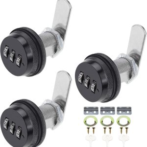 Paquete de 3 cerraduras de combinación de leva de 1-18 pulgadas, cerraduras de gabinete codificadas con cilindro, cerraduras de seguridad de metal, Paquete de 3 cerraduras de combinación de leva de 1-18 pulgadas, cerraduras de gabinete codificadas con cilindro, cerraduras de seguridad de metal,