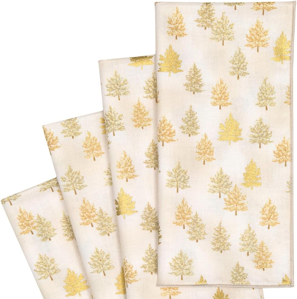Juego de 12 servilletas de tela de 18 x 18 pulgadas, elegantes servilletas de lino 100% algodón, decoración de mesa de Navidad y juego de mesa de