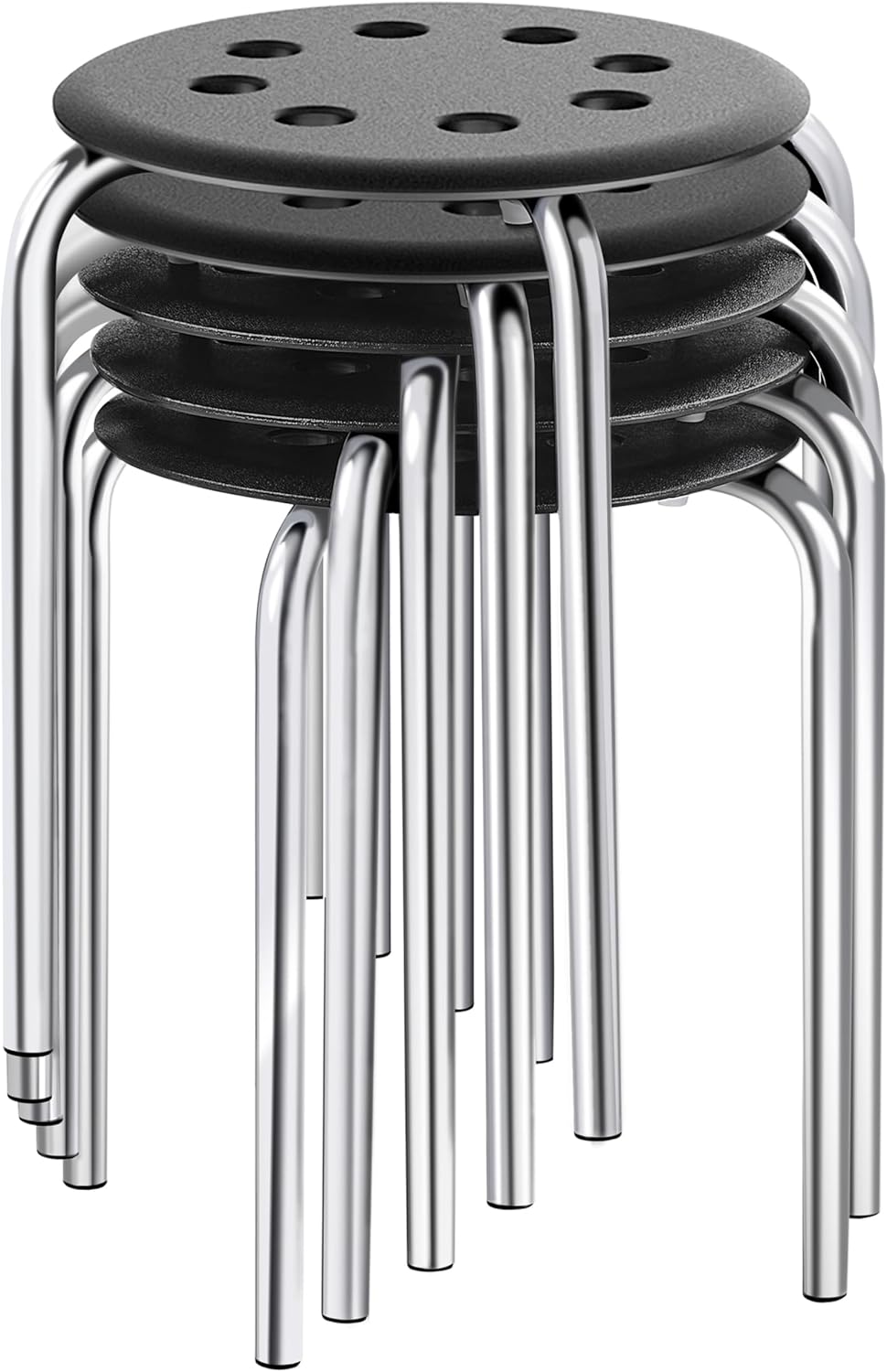 Yaheetech Taburetes apilables de plástico, sillas de taburete de aula, asientos flexibles de 17.3 pulgadas de altura, parte superior redonda