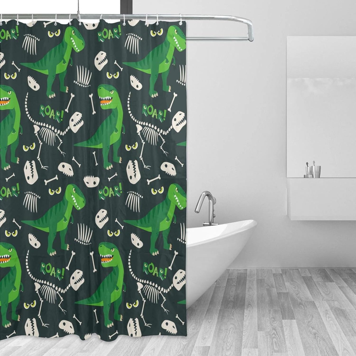 Cortina de ducha de plástico con diseño de dinosaurio, 72 x 72 pulgadas, juego de cortinas de ducha extra largas para baño, cortinas de baño con