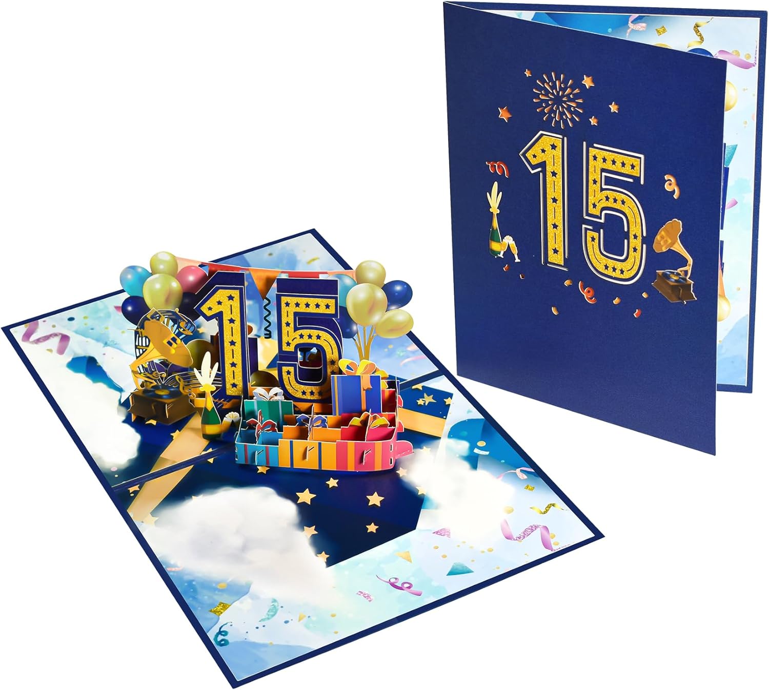 GREETING ART Tarjeta de feliz cumpleaños 15, tarjeta de aniversario de boda 15 para marido y esposa, tarjeta de cumpleaños de 15 años para
