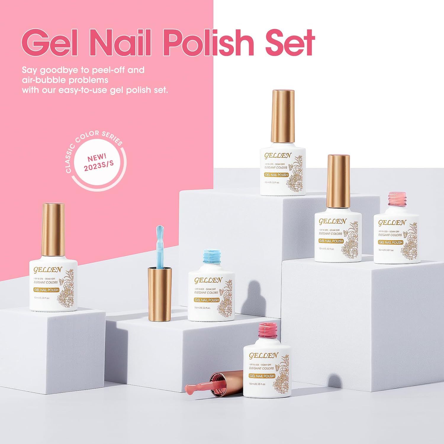 Gellen Juego de esmaltes de uñas de gel, 6 colores de caramelo brillante, tonos dulces frescos, de verano a la moda, femenino, curado UV, regalo