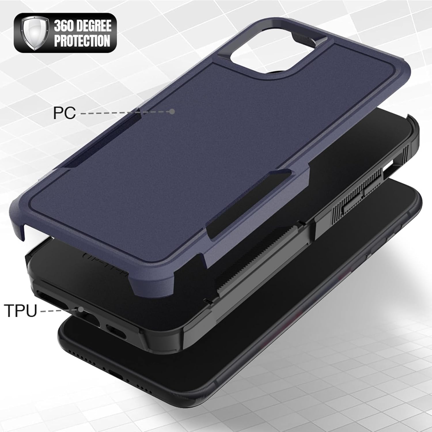 Funda para iPhone 11 funda protectora de doble capa resistente para teléfono celular, a prueba de golpes, resistente, con protector de pantalla,