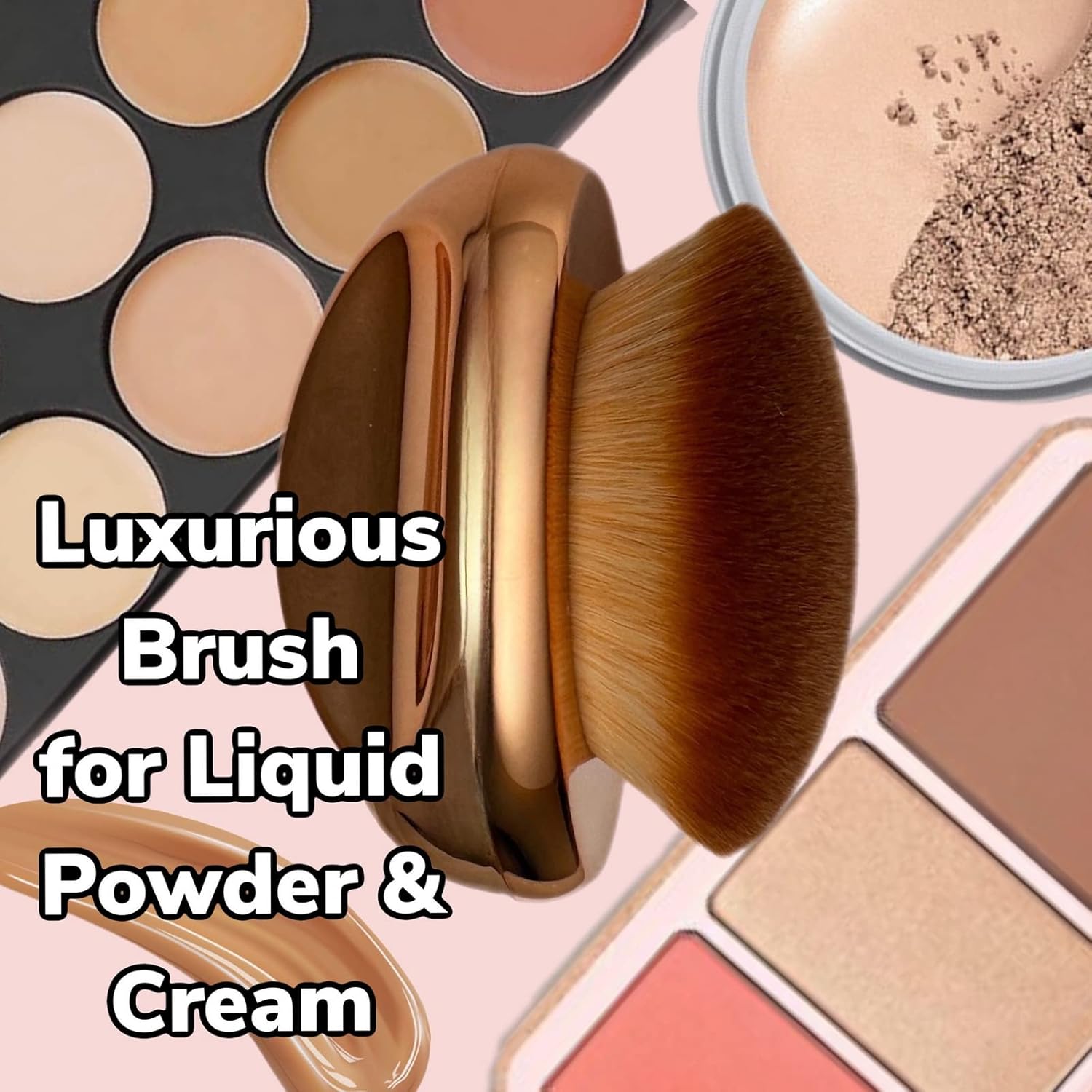 Brocha de base para maquillaje de palma, suave Kabuki en forma de cúpula facial y cuerpo SPF Blush Bronzer Highlighter mezcla autobronceador líquido