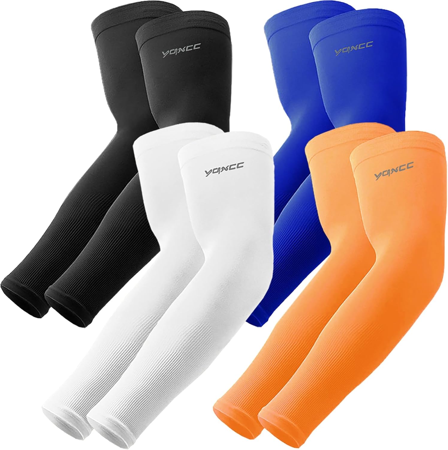 YQXCC 4 pares de mangas de protección solar UV para brazos, cubierta de tatuaje, manga de brazo de baloncesto UPF 50, enfriamiento para hombres y