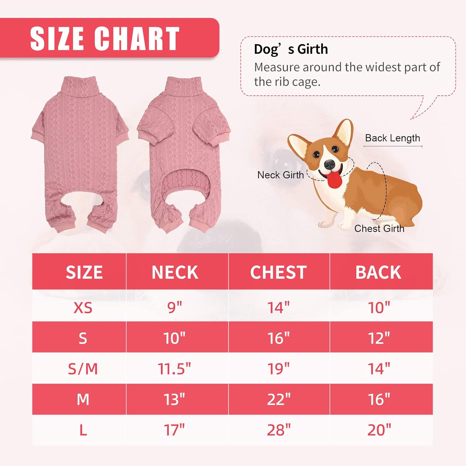 Suéter para perro, cuello alto, ropa de punto para perro, suéter de color sólido, suéter cálido para gatos, suéteres para perros medianos (rosa y M)