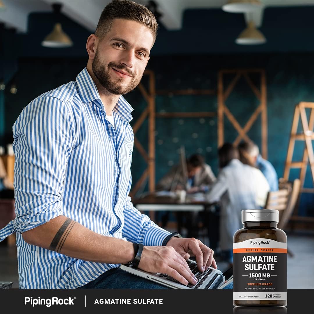 Piping Rock Sulfato de agmatina  500 mg  120 cápsulas  Suplemento sin OMG, sin gluten