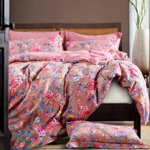 Eikei Juego de funda de edredón de jardín botánico, 100% algodón cepillado lavado, estampado asiático chinoiserie, colorido árbol tropical ramas y Eikei Juego de funda de edredón de jardín botánico, 100% algodón cepillado lavado, estampado asiático chinoiserie, colorido árbol tropical ramas y