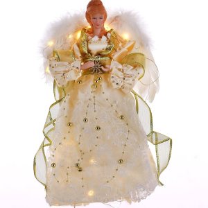 Decoración de un ángel para el árbol de Navidad, con temporizador con control remoto y luces LED, ángel navideño de 12 pulgadas para decorar la Decoración de un ángel para el árbol de Navidad, con temporizador con control remoto y luces LED, ángel navideño de 12 pulgadas para decorar la