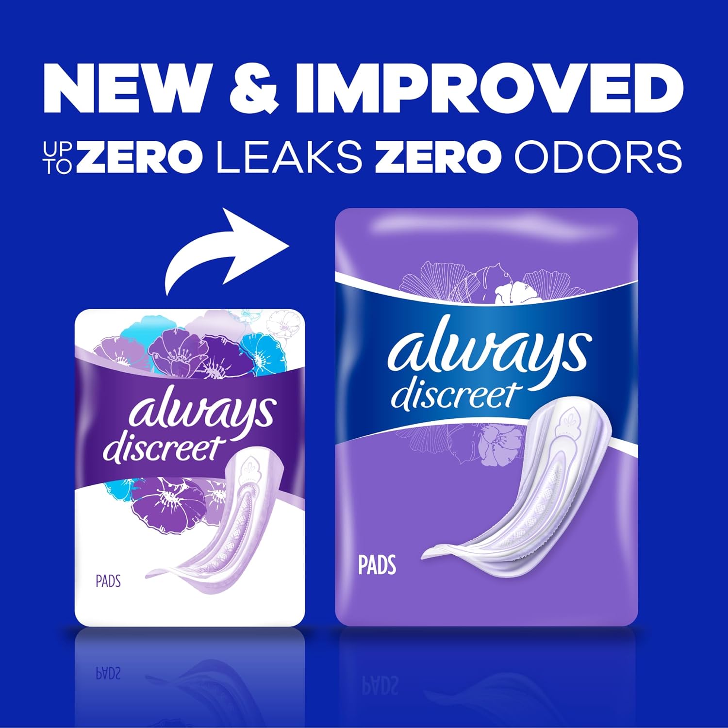 Always Discreet Almohadillas para incontinencia adultas para mujeres y almohadillas posparto, pesadas y largas, 156 unidades, hasta un 100% de