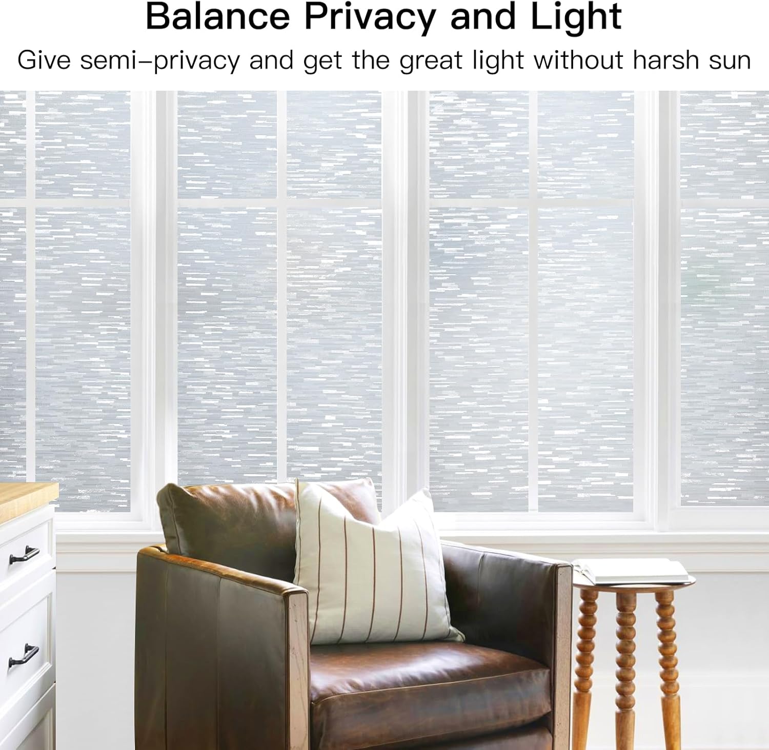 DOWELL Película de privacidad para ventana, película de vidrio esmerilado para ventana, adhesivo estático no adhesivo, vinilo opaco para ventana,