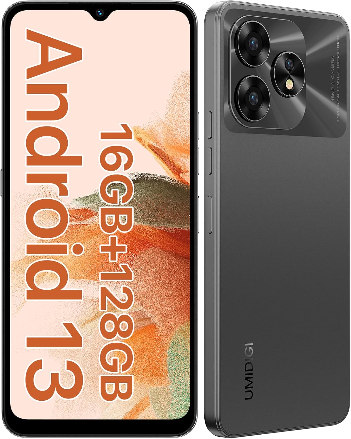 UMIDIGI A15C (8+8GB RAM+128GB ROM) Android 13 NFC teléfono celular desbloqueado, cámara AI ultra clara de 48 MP, teléfono inteligente de batería de
