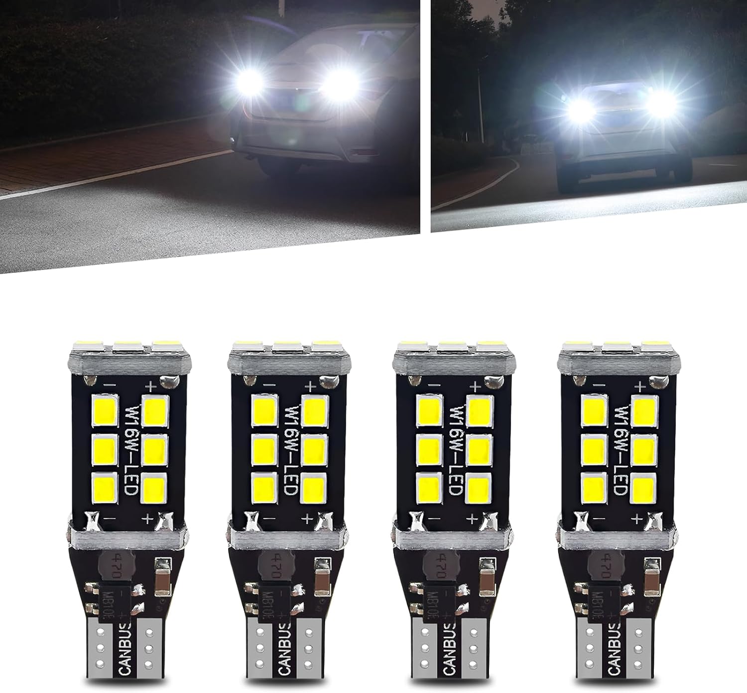 4 PCS Car LED Decoded Reversing Light, 2835-15SMD PC Board IP67 Waterproof Smart IC Driven Constant Current Turn Signal Lamp, Auto Fast Response