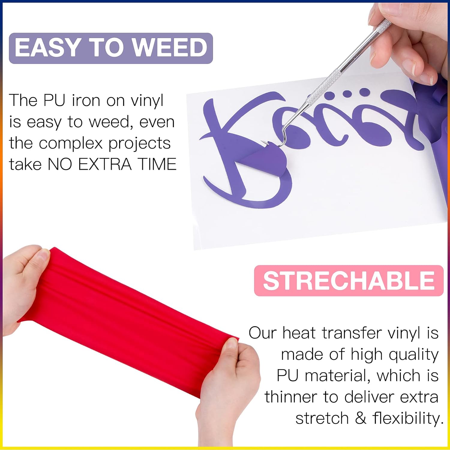 HTVRONT – Paquete de láminas de vinilo de transferencia térmica (HTV) color blanco 36 vinilos para planchar de color blanco de 12 x 10pulgadas, para