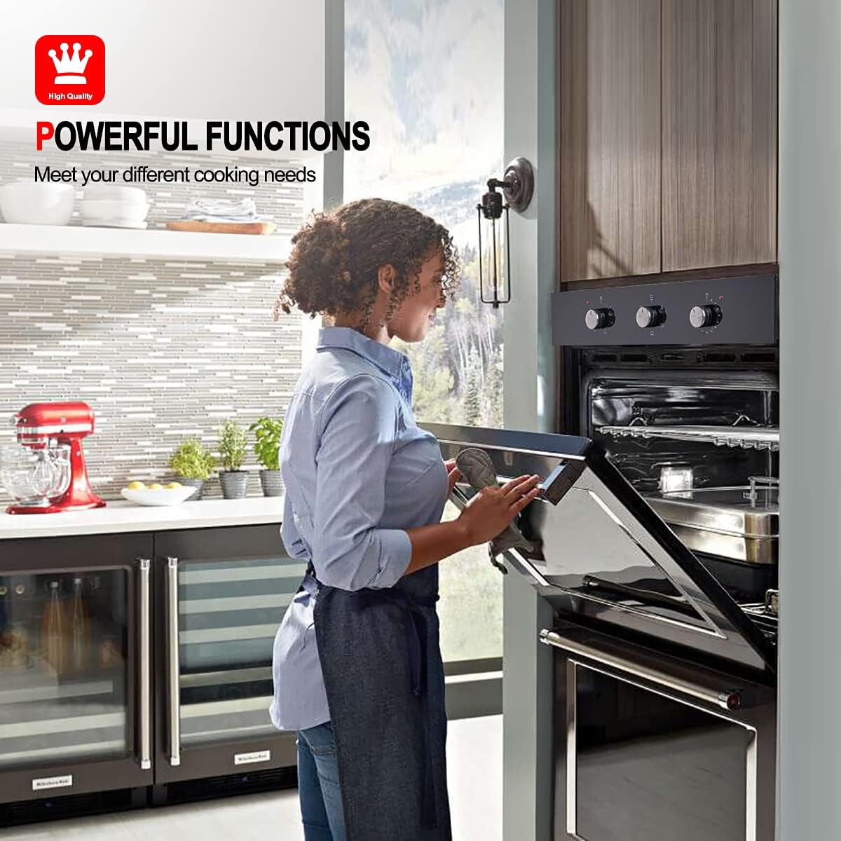ESB60DOOR – Puerta de repuesto para horno de pared GASLAND Chef, horno integrado, vidrio negro