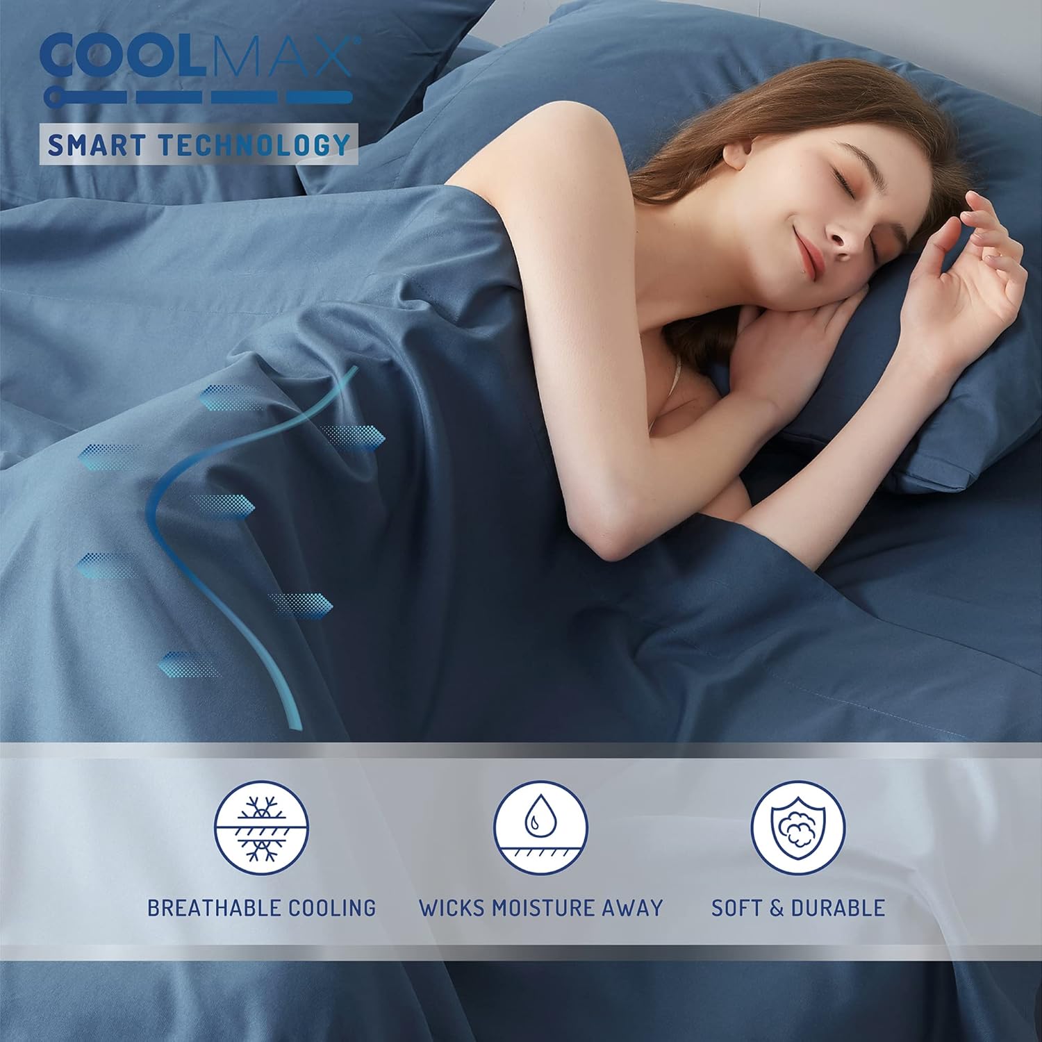 Degrees of Comfort Coolmax – Juego de sábanas refrescantes para cama de tamaño individual, absorben la humedad para sudores nocturnos, la mejor