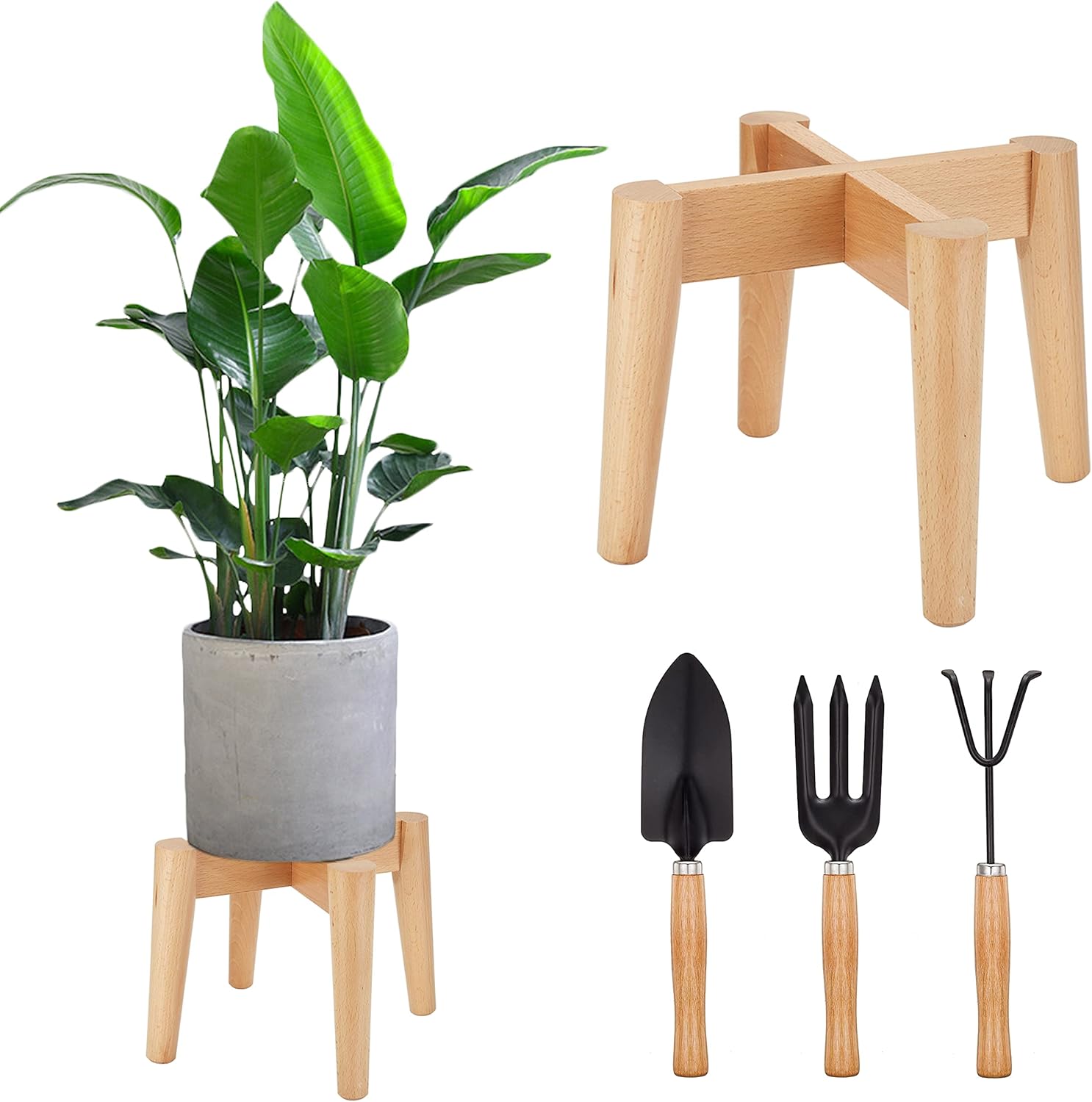 Soporte para plantas de madera, soporte para macetas, estante de exhibición de plantas moderno de mediados de siglo para macetas de 10 a 12 pulgadas