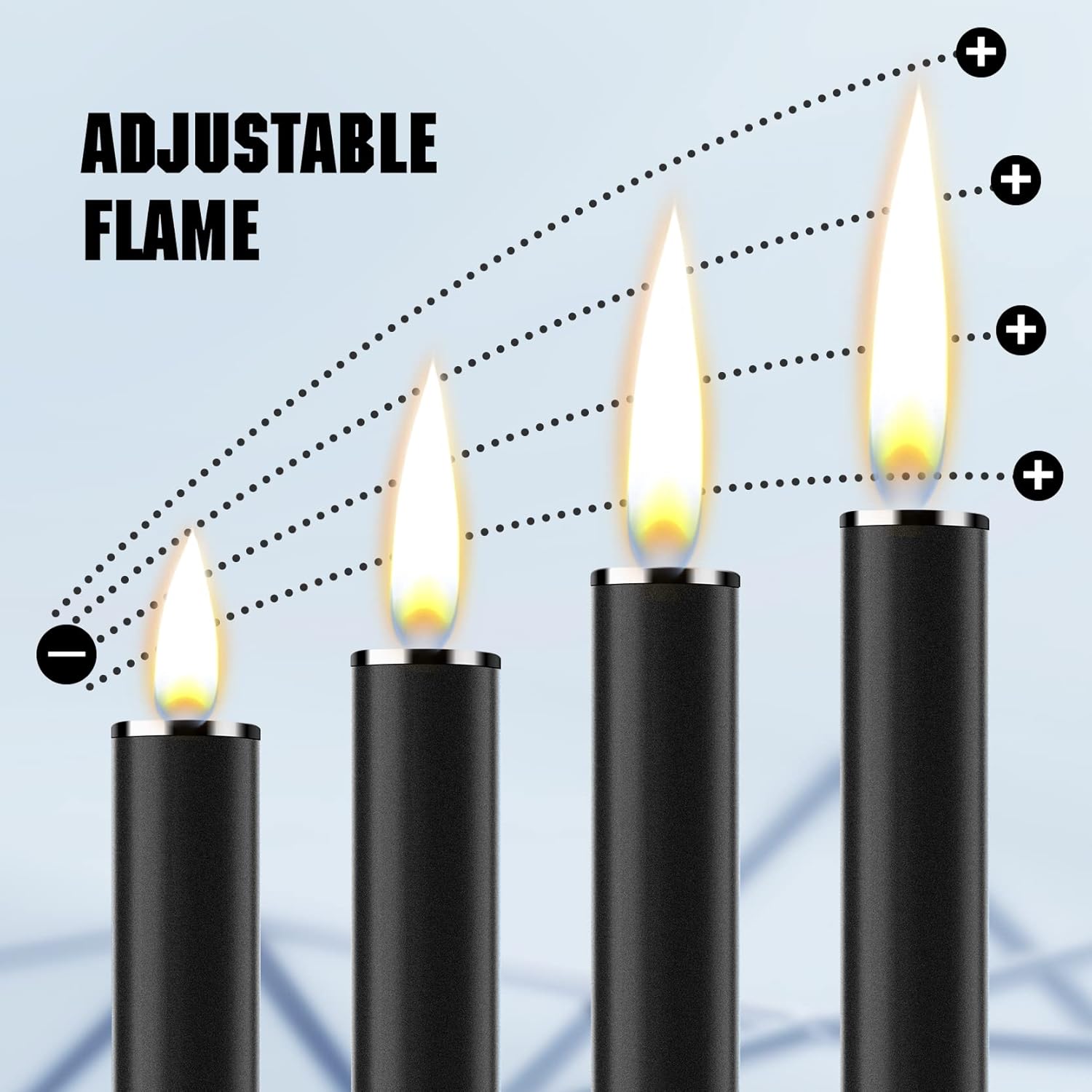 Encendedores recargables de 7.68 pulgadas, paquete de 6 encendedores de butano recargables, con ventana visible de combustible, encendedor largo de