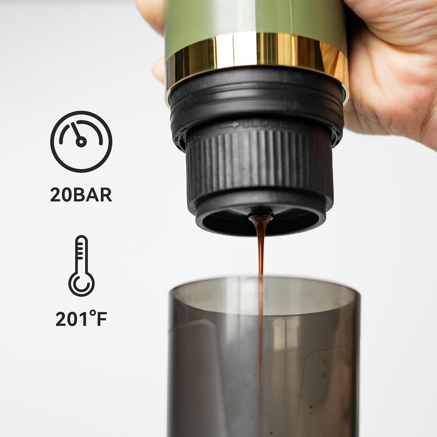 CERA+ Máquina de café espresso portátil, cafetera eléctrica autocalentable, presión de 20 bares compatible con cápsulas NS y café molido para
