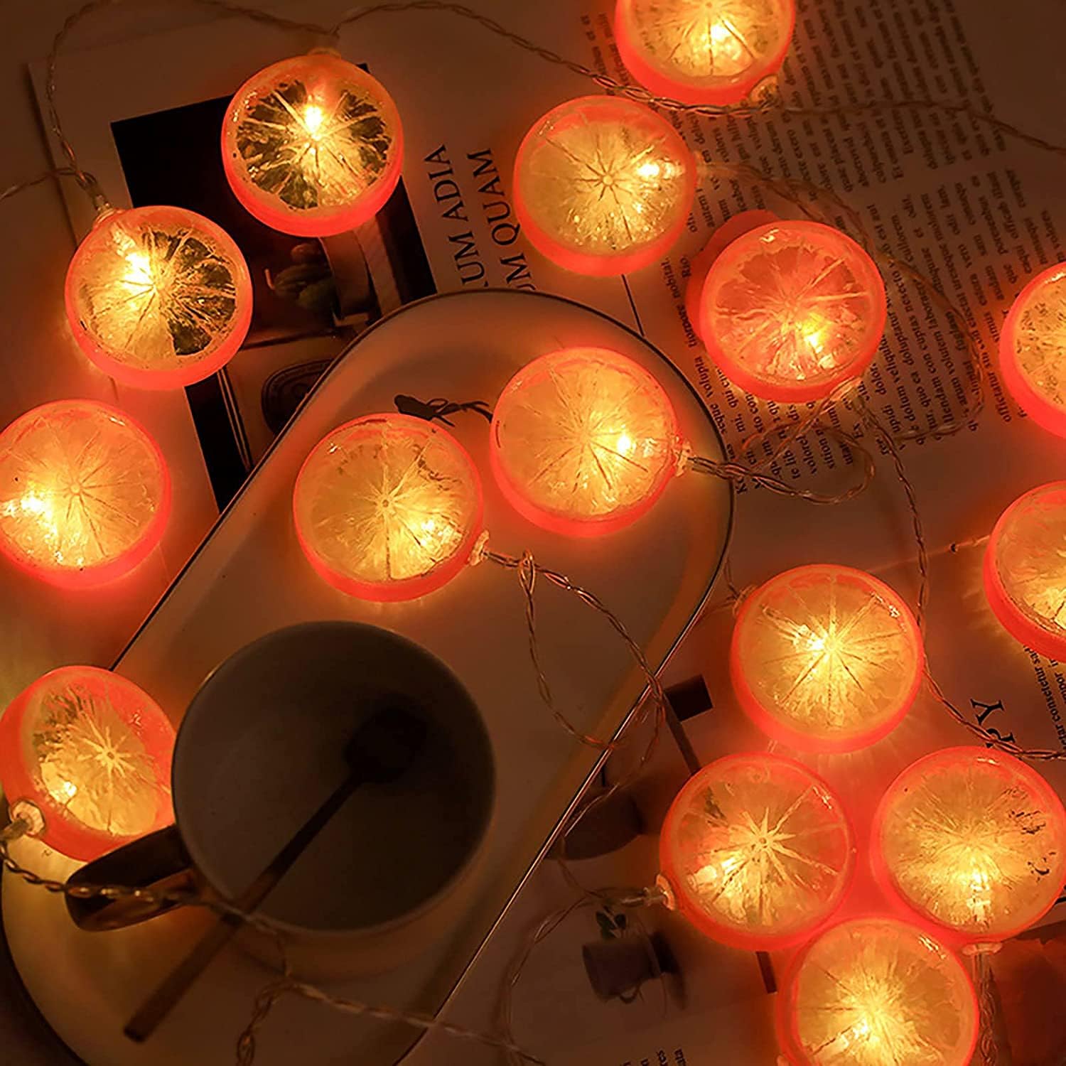 Guirnalda de luces de frutas alimentadas por pilas, lámpara de iluminación para interiores y exteriores, fresa, uva, sandía, limónplátano, para