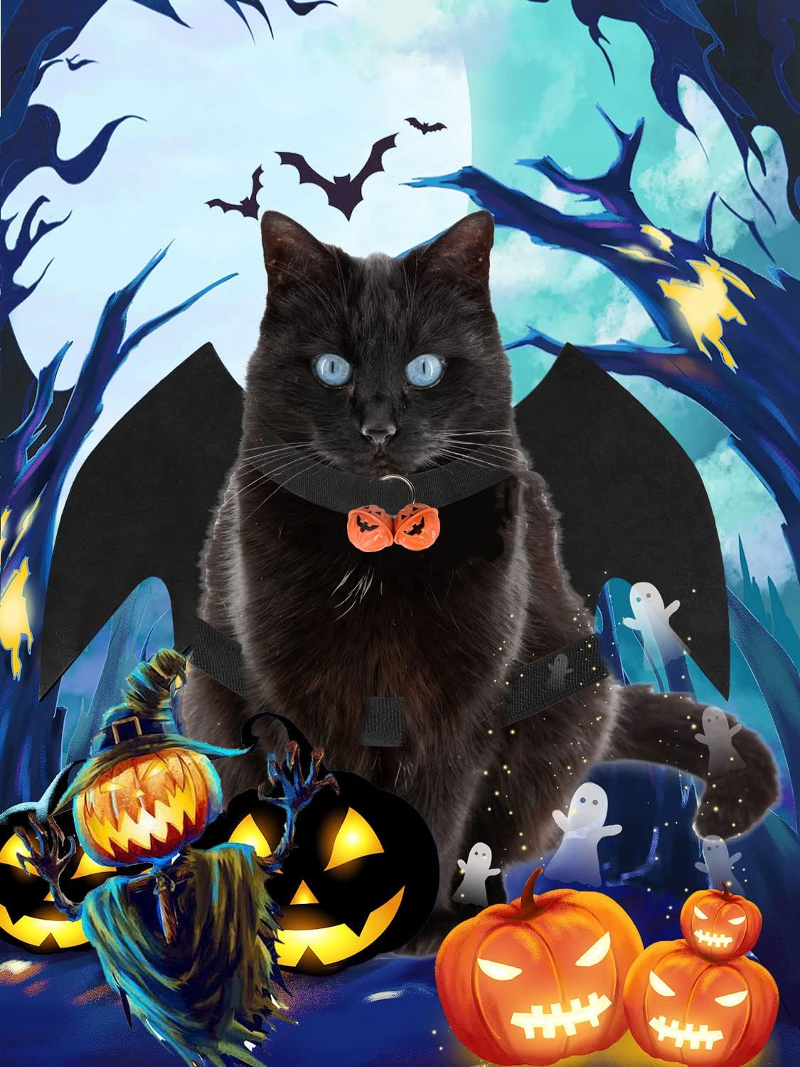 Disfraz de Halloween para perro, alas de murciélago para mascotas, disfraz de fiesta de cosplay de Halloween para perros pequeños y gatos (S), color