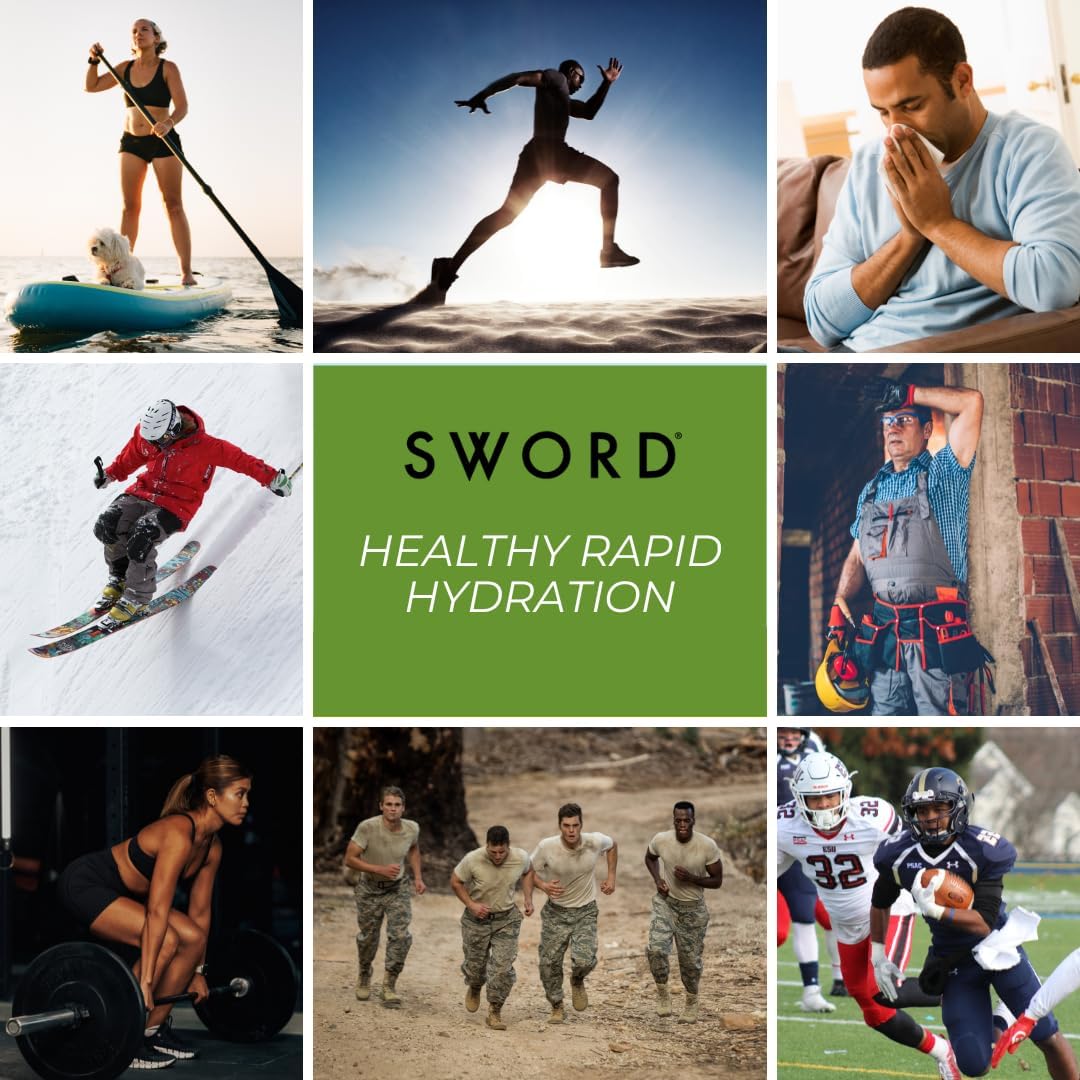 Sword All-Natural Premium Advanced – Paquetes de polvo de hidratación con electrolitos, reposición rápida, mezcla de bebida de recuperación, nada