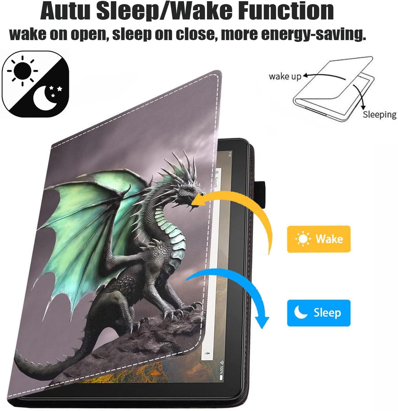 Funda para tablet Tienda Fire HD 10 de 10.1 pulgadas (97 generación, versión 20192017)  Funda de piel sintética con soporte para tarjetas y soporte