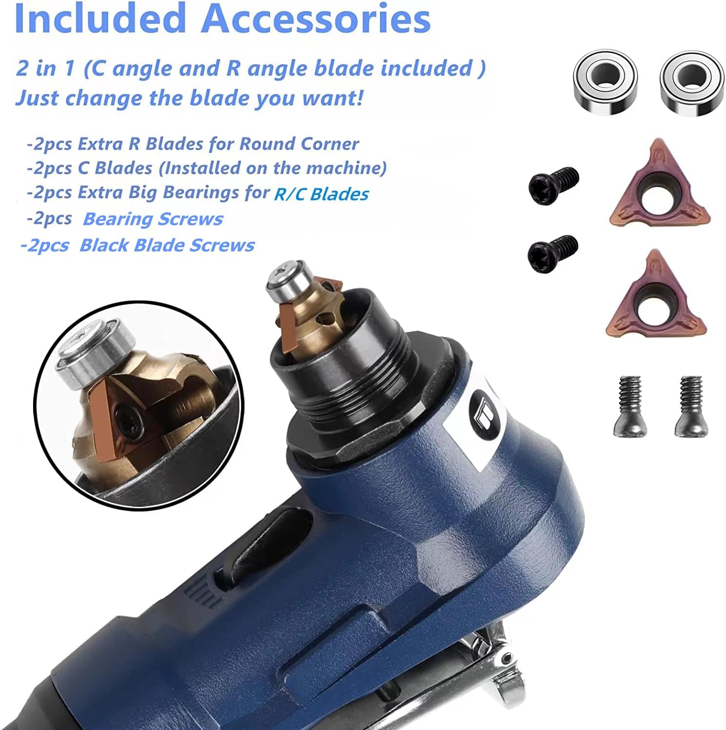 Mini máquina de biselado neumática 2 en 1, herramienta de chaflán de aire para biselar esquina redonda de metal, máquina de desbarbado de esquina de