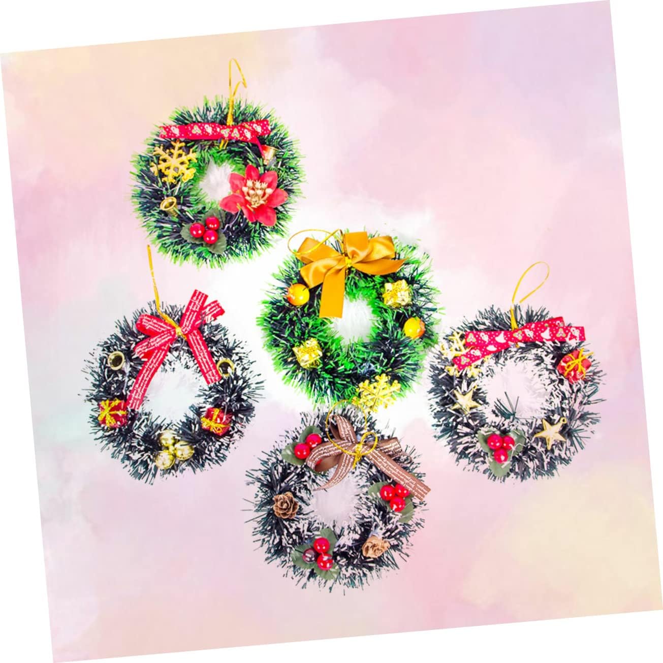 NOLITOY 12 Pcs Christmas Party Favors Xmas Wreath Artificial Christmas Wreath Christmas Tree Wreath Ornament Decoration Tiny Christmas Wreath