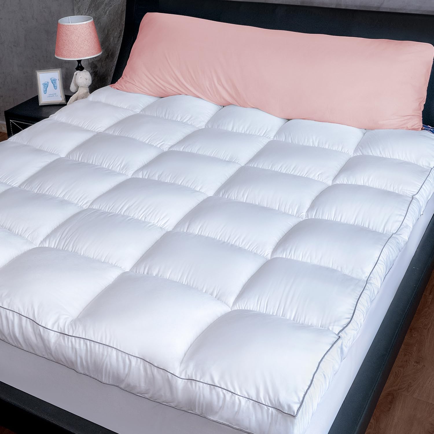Colchoneta para colchón con diseño de luna marina, acolchado doble de felpa, alternativa de plumas de calidad de hotel, 3 pulgadas, 3 Inch, King