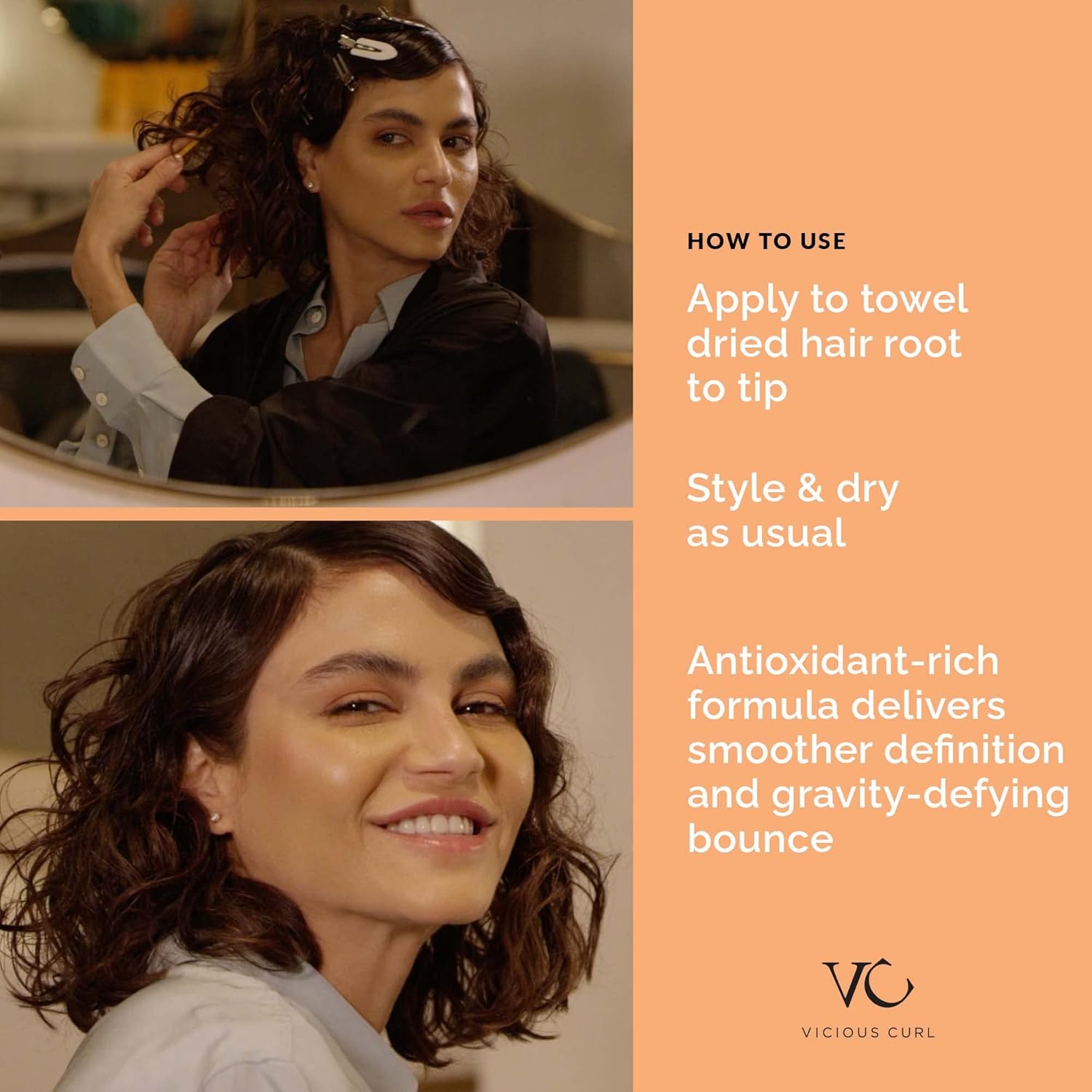 Crema de peinado para cabello rizado y ondulado, definición de rizos, control de encrespamiento, refuerzo y potenciador de rizos, sin silicona,